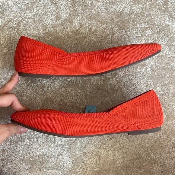 Brand New Cynthia Rowley Chelsea Flats Almond Toe Slip On Orange Fabric Knit - Picture 8 of 15